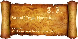 Bozsányi Henrik névjegykártya