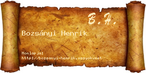 Bozsányi Henrik névjegykártya